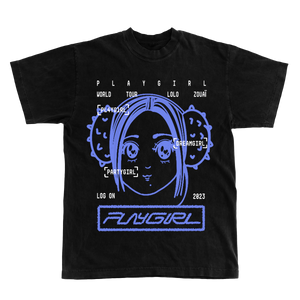 PLAYGIRL ANIME TEE [BLACK AND BLUE]