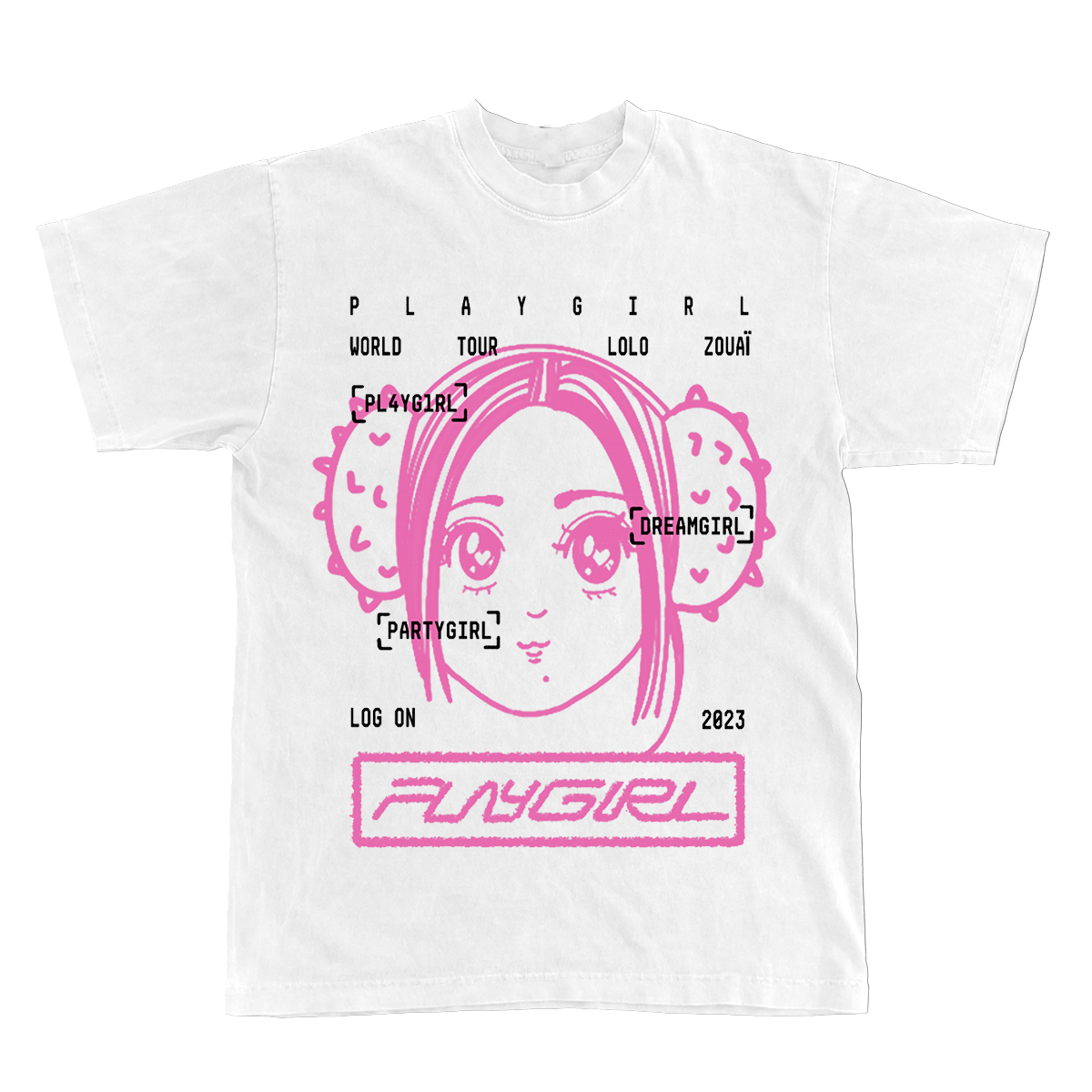 PLAYGIRL ANIME TEE [WHITE AND PINK] – Lolo Zouaï